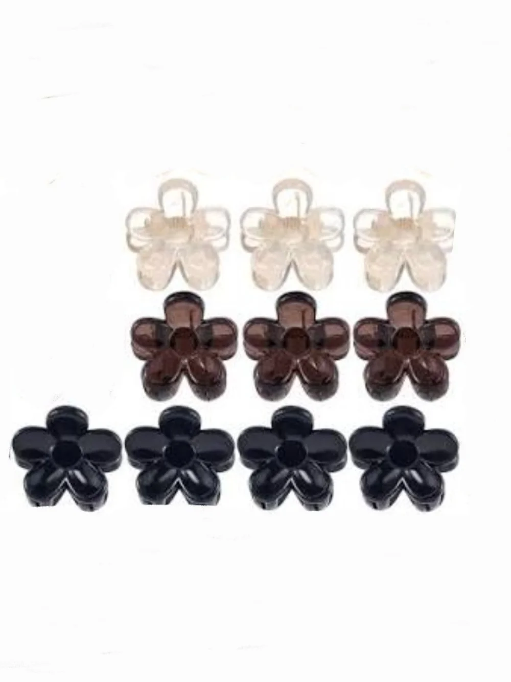 Floral Mini Hair Claw Clip Set - 10 Pack (Brown, Cream, Black)
